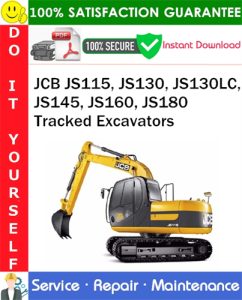 JCB JS115, JS130, JS130LC, JS145, JS160, JS180 Tracked Excavators